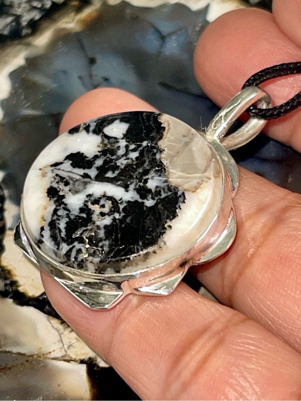 Dainty White Buffalo Turquoise Crystal Pendant 1 7/8”